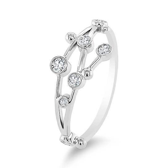 18K Gold Diamond Virgo Zodiac Constellation Ring .13ctw