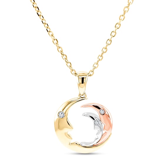 14K Yellow Gold Moon Diamond Necklace