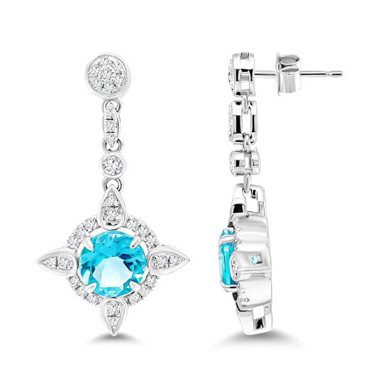 18K White Gold Apatite and Diamond Earrings 3.14ctw