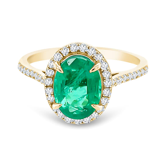 18K Yellow Gold Emerald and Diamond Ring 1.86ctw