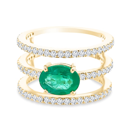 18K Yellow Gold Emerald and Diamond Ring 2.32ctw