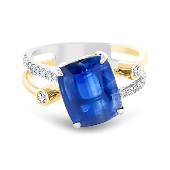 18K Two-Tone Gold Kyanite and Diamond Ring 4.29ctw