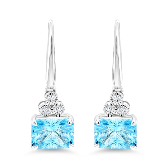 18K White Gold Sky Blue Topaz and Diamond Earrings 5.42ctw