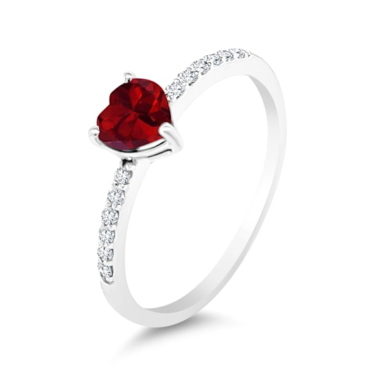 14K White Gold Garnet and Diamond Ring .73ctw