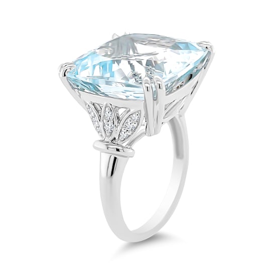 18K White Gold Aquamarine and Diamond Ring 14.76ctw