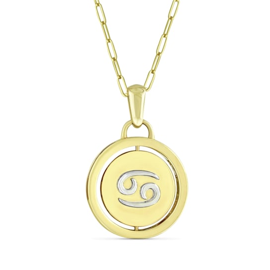 Yellow gold Plate over Sterling Silver Cancer Zodiac Constellation Pendant