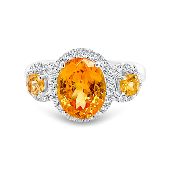 14K White Gold Spessartite and Diamond Ring 3.61ctw