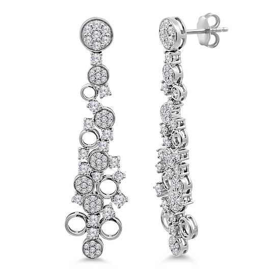 18K White Gold Link Drop Diamond Earrings 1.71ctw