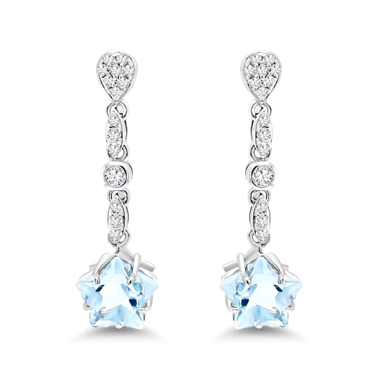 18K White Gold Aquamarine and Diamond Earrings 3.91ctw