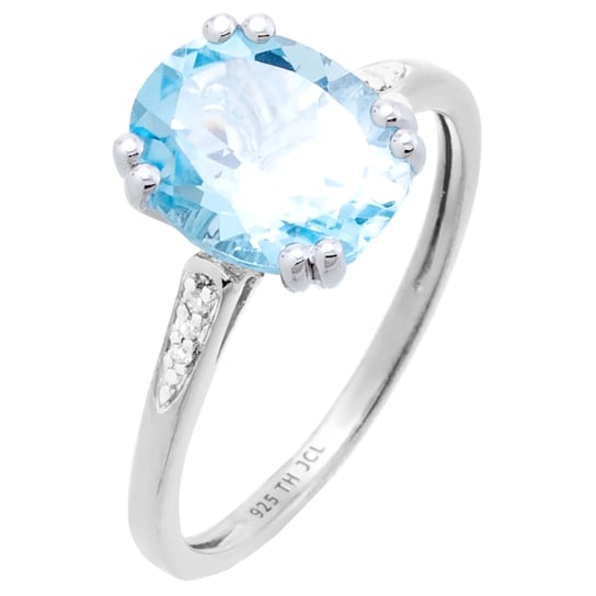 3.43 cttw Sky Blue Topaz Gemstone Engagement Ring, Sterling Silver