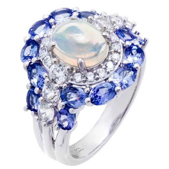 3.70 cttw Ethiopian Opal Gemstone Cocktail Ring, Sterling Silver