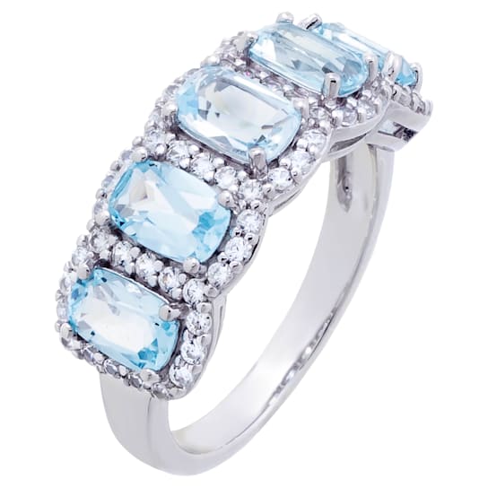 3.25 cttw Blue Topaz Gemstone Band Ring, Sterling Silver