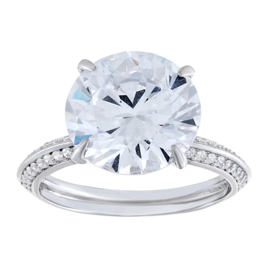 8.12 cttw Round-Cut Cubic Zirconia Solitaire Engagement Ring, Sterling Sliver