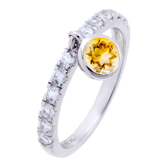0.85 cttw Citrine Gemstone Charm Ring, Sterling Silver