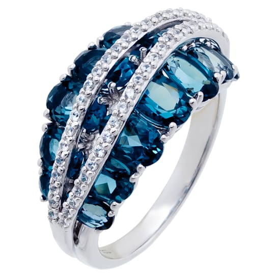 6.25 cttw Blue Topaz Gemstone Band Ring, Sterling Silver