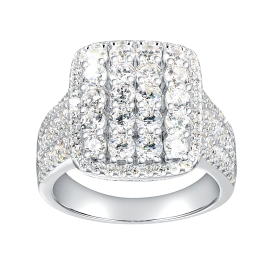 2.78 cttw Round Cut Cubic Zirconia Cluster-Style Cocktail Ring, Sterling Silver