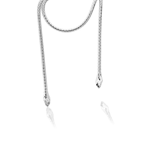 Sterling Silver Adjustable Snake Necklace 47.2 Inches
