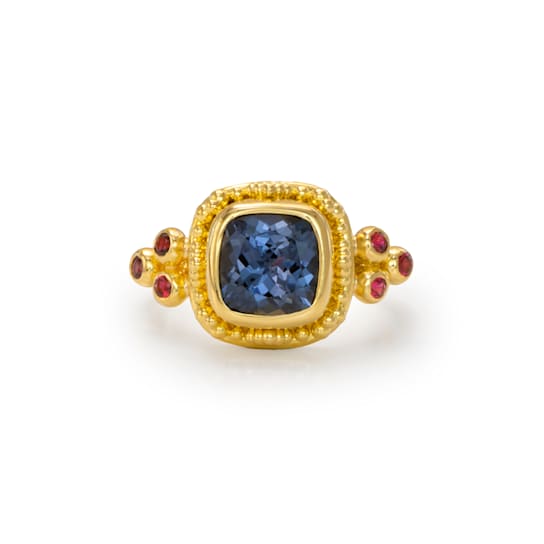 Classic Collection Ring in 22kt & 18kt gold set with Grey and Red Spinels