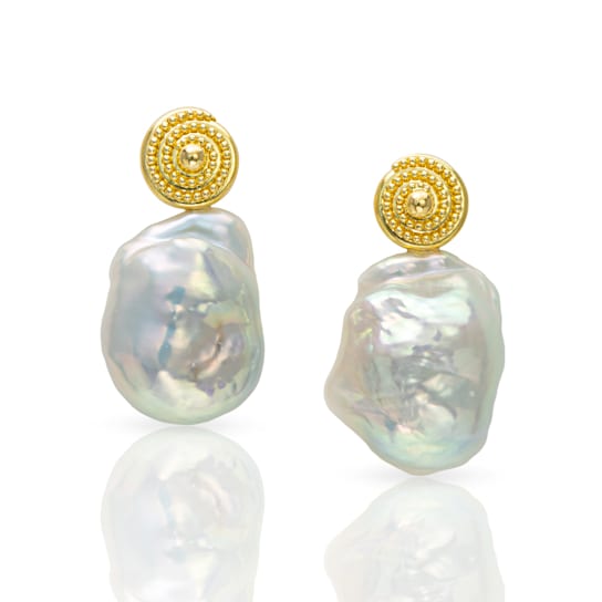 Classic Collection Petroglyph Earrings in 22kt & 18kt gold set with Pearls
