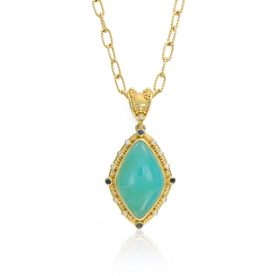 Classic Collection Pendant in 22kt & 18kt gold set with Peruvian
Opal, Black and White Diamonds