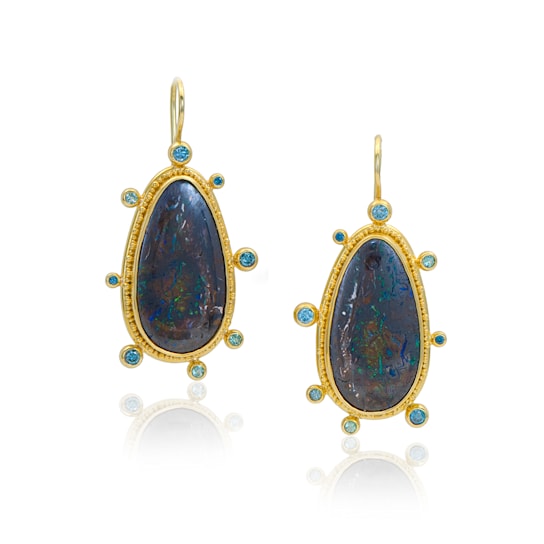 Classic Collection earrings in 22kt & 18kt gold set with Opals,
Tourmalines & Diamonds