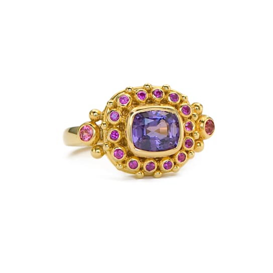 Classic Collection Ring in 22kt & 18kt gold set with Purple Spinel,
Sapphires and Pink Spinels