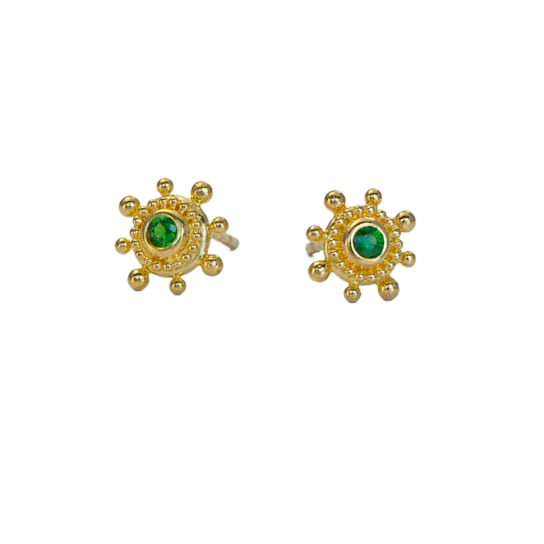 Classic Collection Earrings in 22kt & 18kt gold set with Tsavorite Garnets
