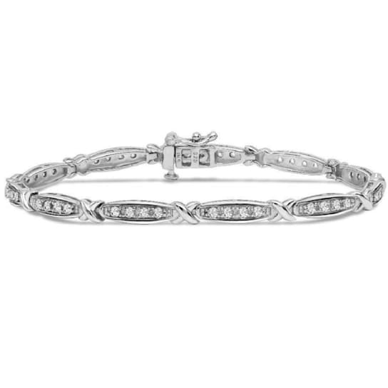 1.00 Carat Diamond X-Link Tennis Bracelet in Sterling Silver - 7"