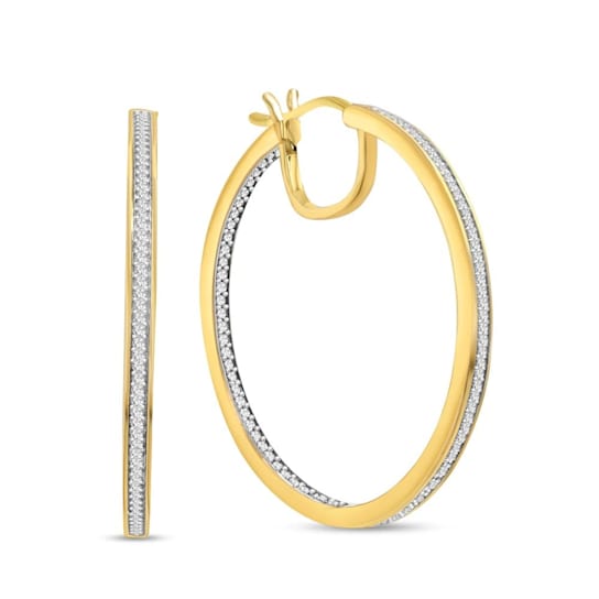 1/3 Carat Diamond Inside-Out Hoop Earrings in Yellow Gold-Plated
Sterling Silver (40 MM)