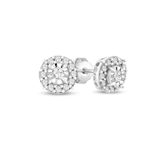 1/3 Carat Diamond Studs Earrings in 10K White Gold<br />