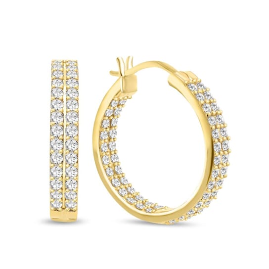 1.00 Carat Diamond Hoop Earrings in 10K Yellow Gold<br />