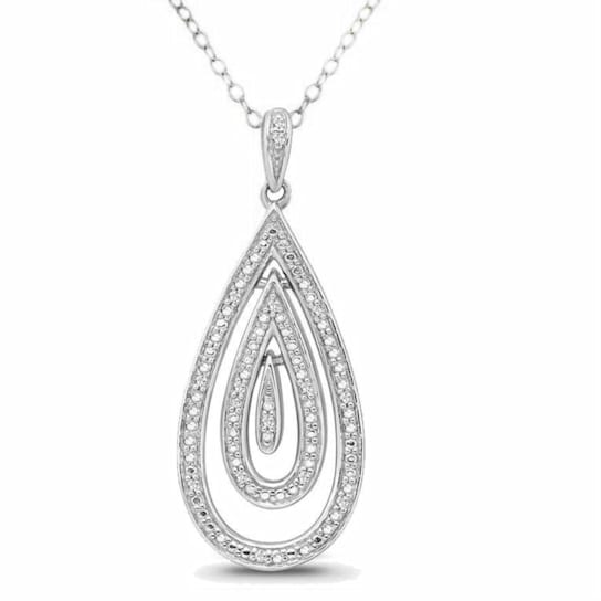 1/10 Carat Diamond Dangle Pendant in Sterling Silver with 18" Chain