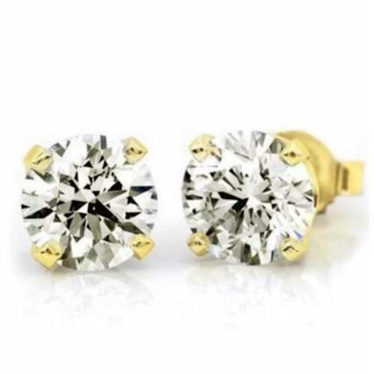 Near 1.00 Carat (.80ctw) Diamond Stud Earrings in 10K Yellow Gold (I-J;I2-I3)