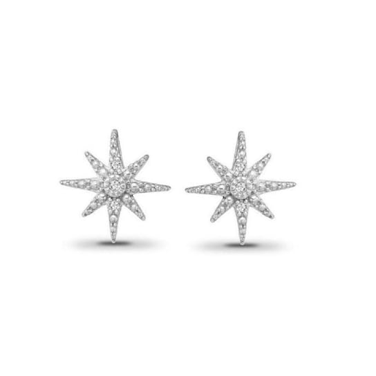 Diamond Star Earrings in Sterling Silver