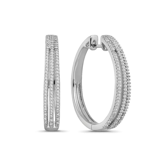 1/2 Carat Diamond Hoop Earrings in Sterling Silver (29mm)<br />