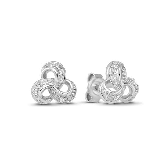Diamond Accent Knot Earrings in Sterling Silver<br />