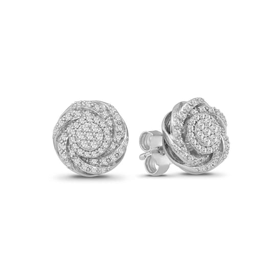 1/3 Carat Diamond Swirl Earrings in Sterling Silver