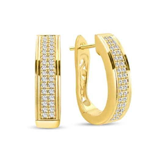 1/3 Carat Diamond Hoop Earrings in Yellow Gold-Plated Sterling Silver<br />