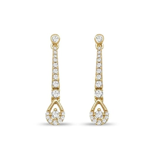1/4 Carat Diamond Dangle Earrings in 10K Yellow Gold<br />