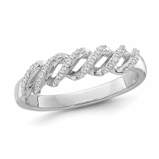 1/10 Carat Diamond Wave Ring in Sterling Silver
