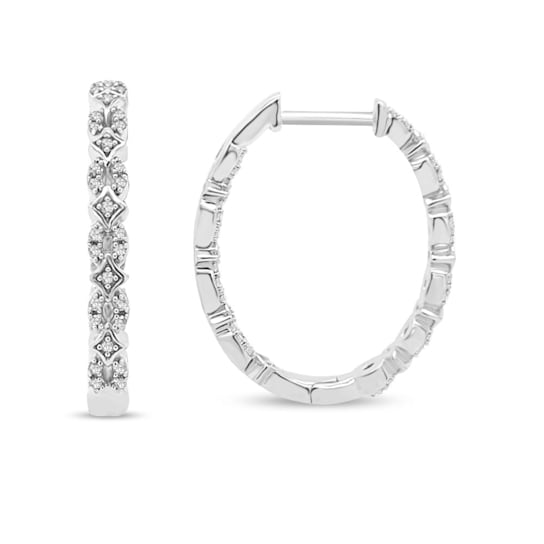 1/5 Carat Diamond Hoop Earrings in Sterling Silver<br />