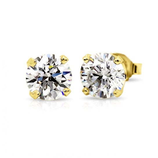 1/6 Carat Round Diamond 4-Prong Stud Earrings in 14K Yellow Gold (I-J;I2-I3)
