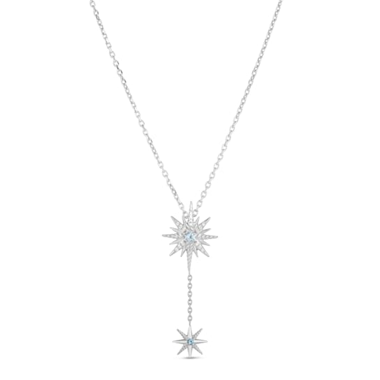 Silver Constellation Cable Drop Necklace with Diamonds & Blue Topaz
