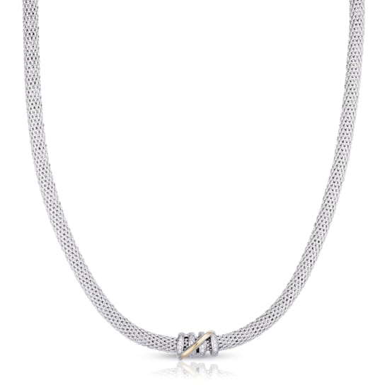 Silver & 18K Mini Diamond Tally Necklace