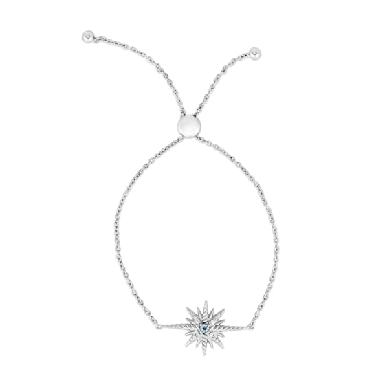Silver Constellation Diamond & Blue Topaz Adjustable Bracelet