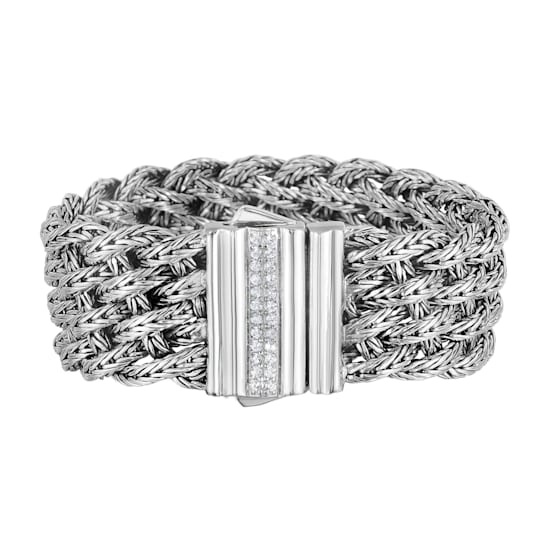 Sterling Silver Bold Basket Weave Woven Bracelet