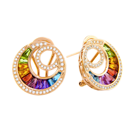 BELLARRI 14kt Rose Gold Multi Color Gemstone Earrings from the Malibu –
Wave Collection