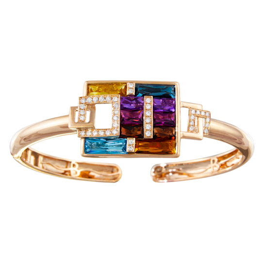 BELLARRI 14kt Rose Gold Multi Color Gemstone Bangle from the Boulevard
III Collection