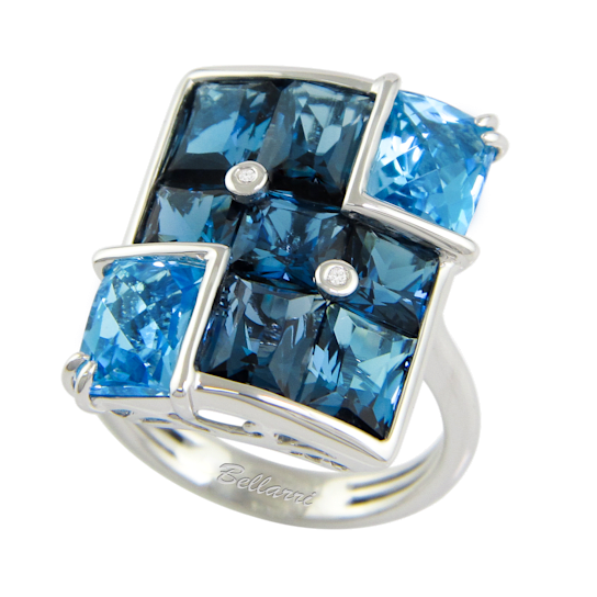 BELLARRI 14kt White Gold Swiss Blue and London Blue Topaz Gemstone Ring,
Rhapsody Elite Collection