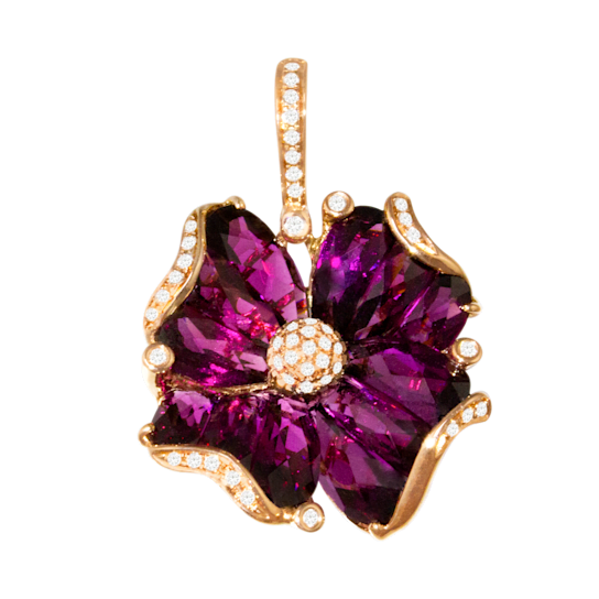 BELLARRI 14kt Rose Gold Rhodolite Gemstone Enhancer from the
Mademoiselle Collection